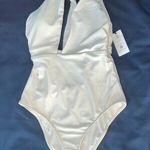 Cream Halter One Piece Swimsuit NWT Size M